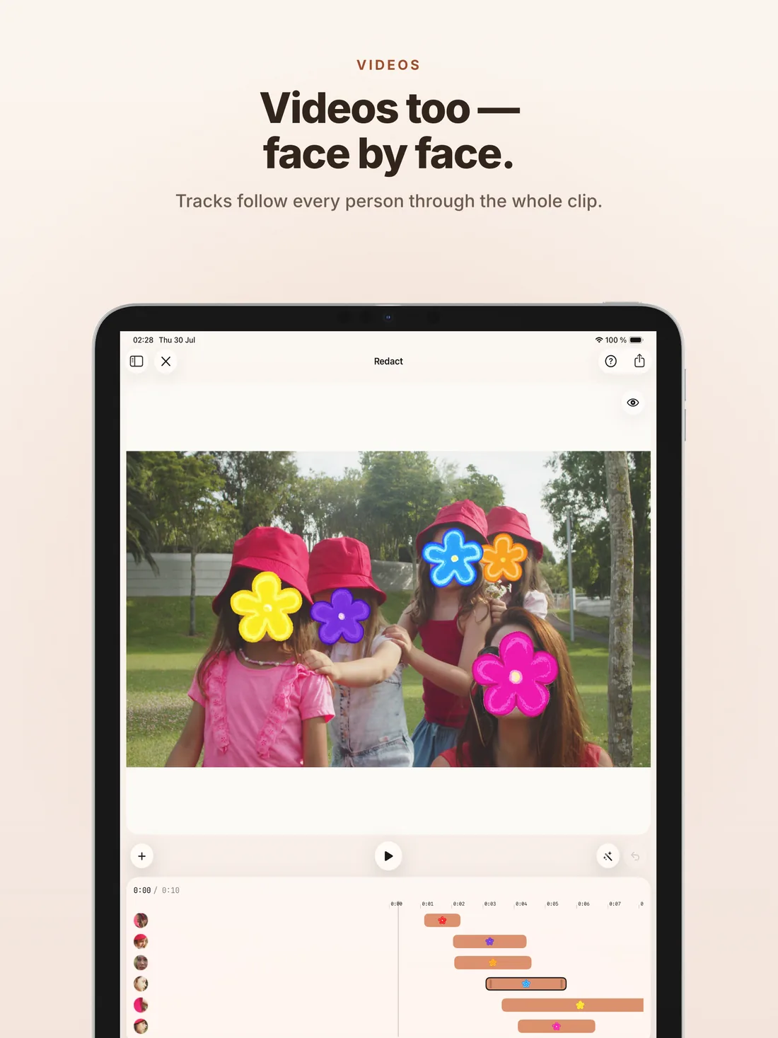 Redact on iPad: Videos too — face by face